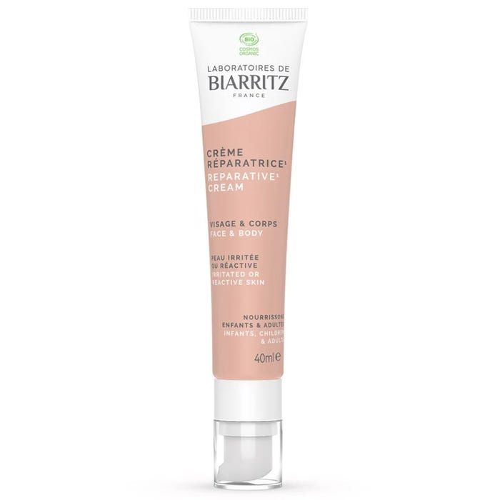 LABORATOIRES DE BIARRITZ - Crème Réparatrice Bio - Visage et Corps - Peaux Irritées et Réactives, 40ml - Parapharmacie Boticinal